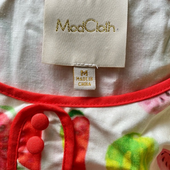 Modcloth Waving From The Waterfront a-line watermelon dress with pockets - Picture 3 of 5